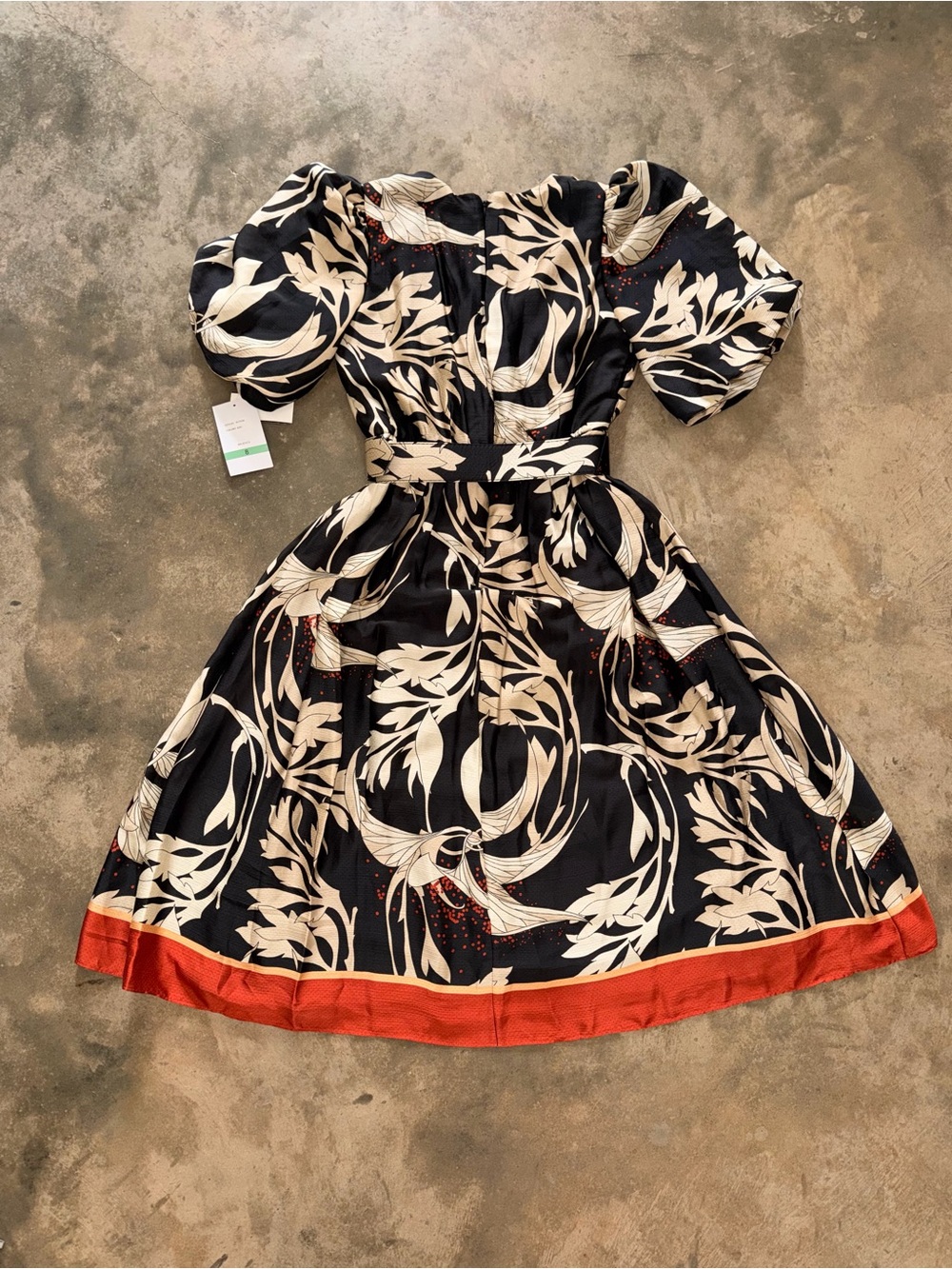 Maison Tara Floral Belted Puff Sleeve Midi Dress NWT Size 8 - Picture 5 of 14